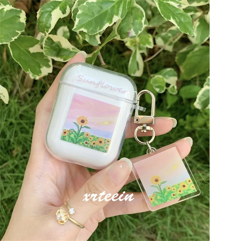 

Fashion Sunflower Soft TPU Clear Earphone Case For AirPods 2/1 Cover For AirPods Pro 3 Earphones shell for airpods Capa Fundas