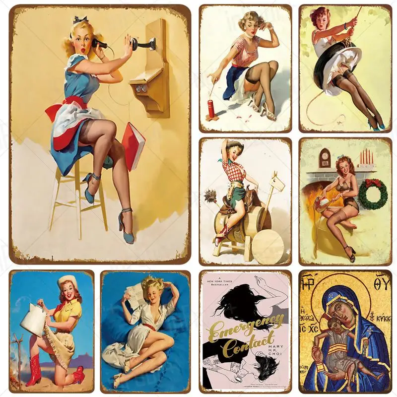 

Beauty On The Phone Coats Metal Sign Plaque Metal Vintage Pub Tin Sign Wall Decor for Bar Pub Club Man Cave Retro Garage Wall