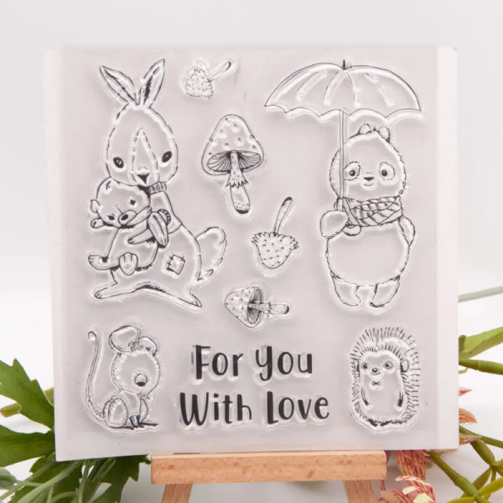 

Easter Bunny Umbrella Mouse Hedgehog Transparent Silicone Stamp/Seal for DIY Scrapbooking/photo Album Decorative Clear Stamps