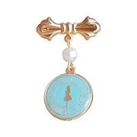disney alice in wonderland brooch vintage art alice pearl clock brooch pin accessories exquisite ladies jewelry