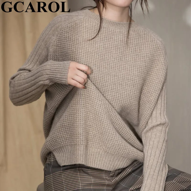 

2021 New Fall Winter Women Drop Shoulder Sweater Loose-fitting Jumper Stripes Sleeve Corn Grain Knitted Pullover Oversized Top