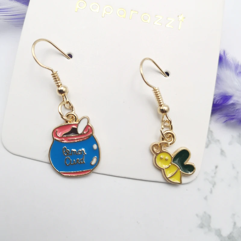 

New 2020 Cute Bee Earrings Yellow Tiny Animal Honey Jar Earrings for Women Girls Korean Style Jewelry Accessories