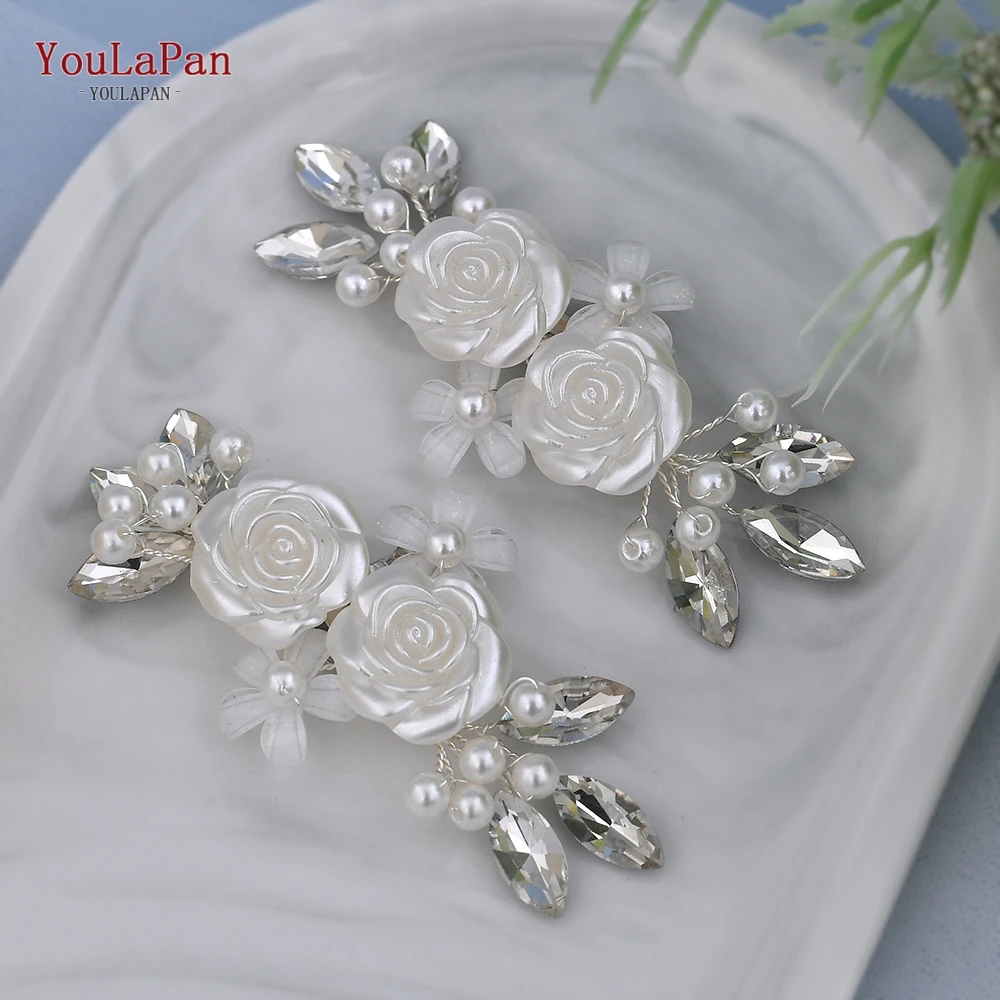 

YouLaPan X25 Elegant Rhinestone Pearl Shoes Clips Flower Pattern Heels Shoe Accessories Women Bridal Shoe Accessories 2021