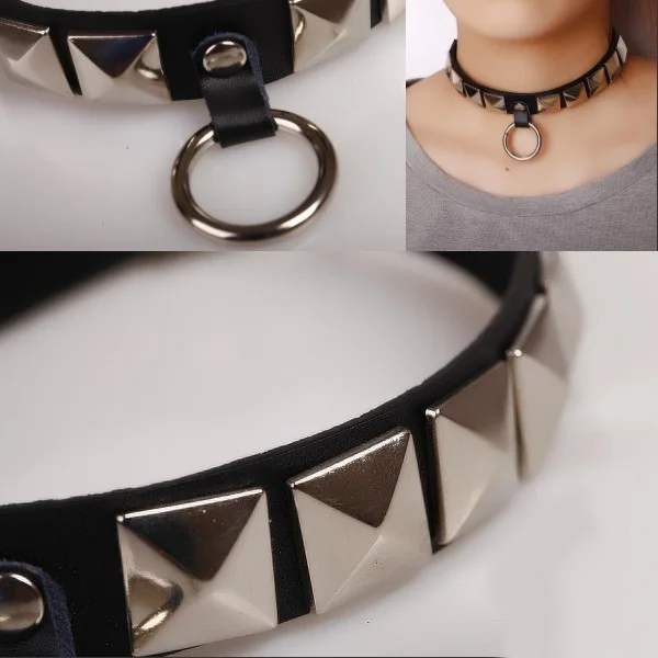 Ожерелье-чокер из кожи с геометрическим рисунком | Украшения и аксессуары