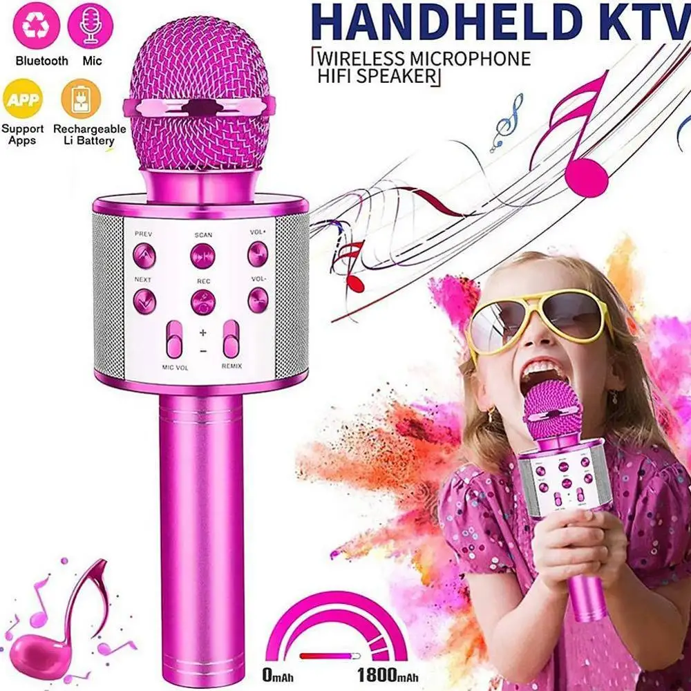 

Wireless Karaoke Microphone Portable Bluetooth mini home KTV for Music Playing and Singing Speaker Player Selfie PHONE PC