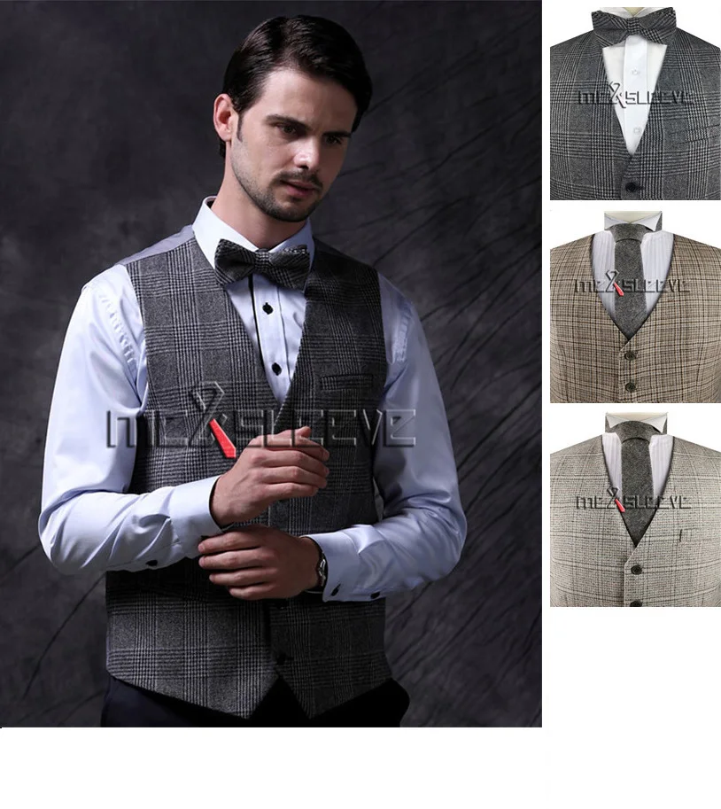 

MEN'S CLASSICAL SLEEVELESS SUIT ELEGANT TWEED WAISTCOAT