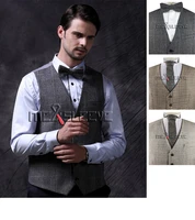 mens classical sleeveless suit elegant tweed waistcoat only