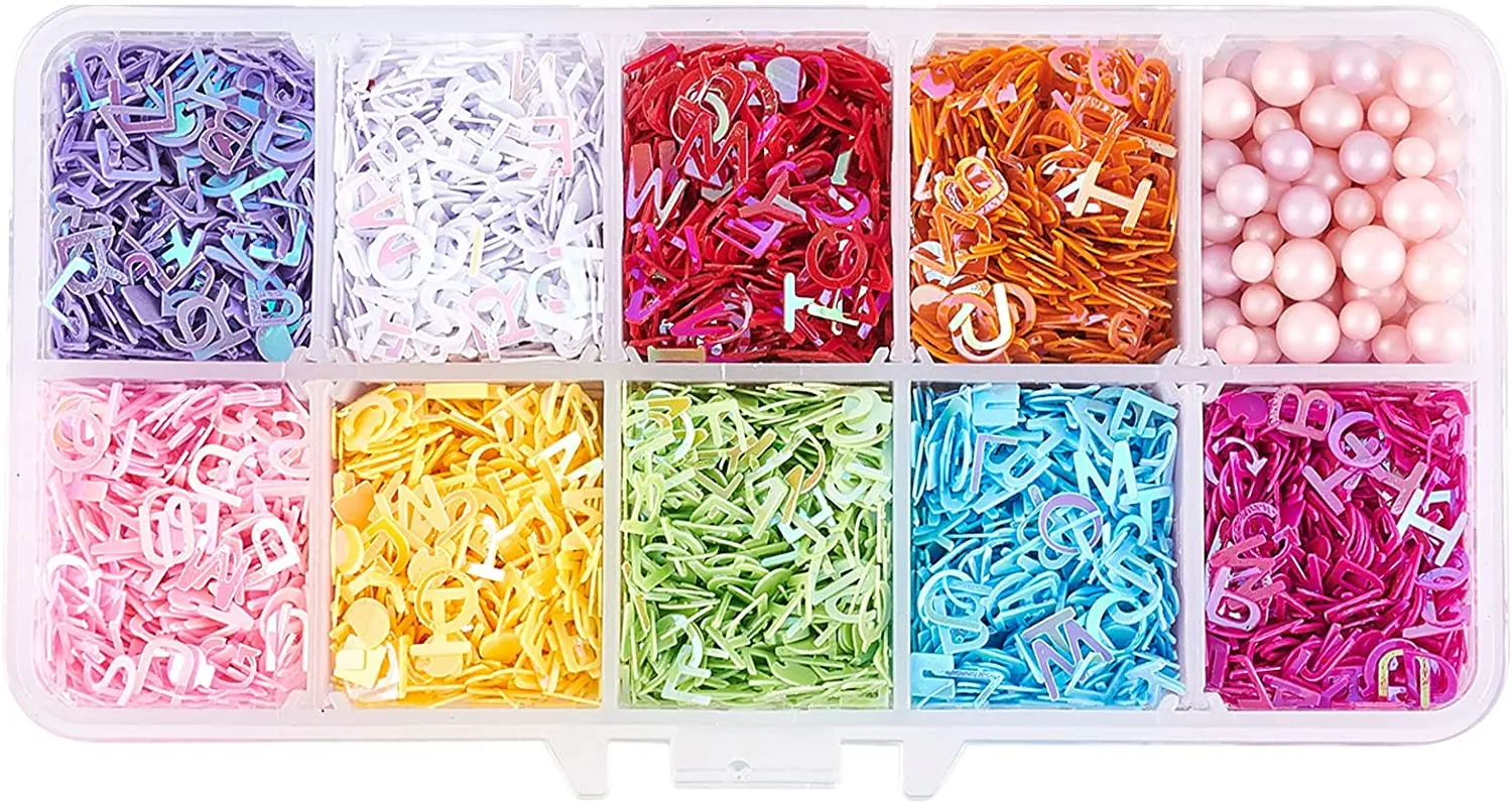 

140 г блестки, полимерные наполнители, алфавит, искусственные Блестки для ногтей, подвески из полимера, хлопья из АБС-пластика, бусины, полиме...