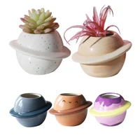 mini planet shape ceramic flower pot succulent planter bonsai flower pot creative home garden balcony decor desktop ornaments