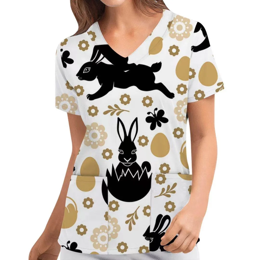Униформа медсестры и врача с принтом кролика скрабы топы комбинезоны