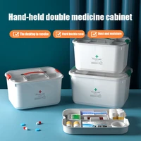 medicine box portable first aid container 2 tiers plastic medicine cabinet large capacity storage box family storage organizer
