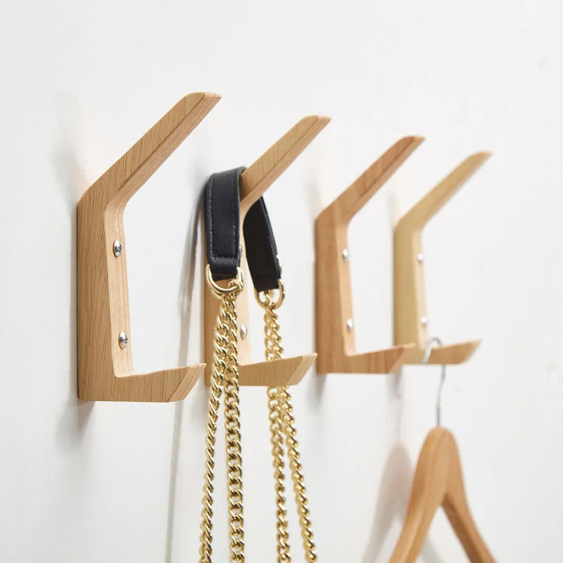 

Simple Wood Hanging Hooks Wall Mounted Coat Clothes Hanger Key Holder Hat Handbag Storage Hanger Bathroom Rack Home Decor
