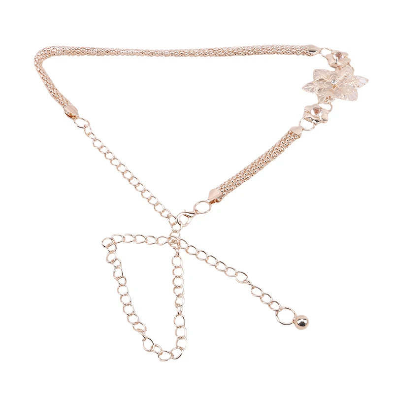 

Women Designer Flowers Gold Waist Chain Belt Woman Dress Metal Golden Silver Sun Belt Fashion Ladies Luxury Belts