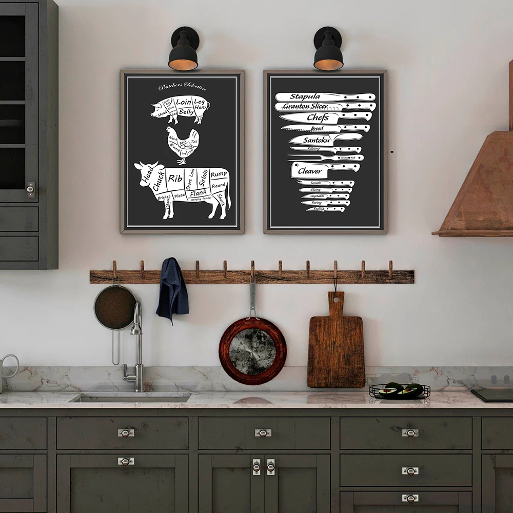 Корова свинка курица подарок Мясник руководство чат Картина на холсте настенное