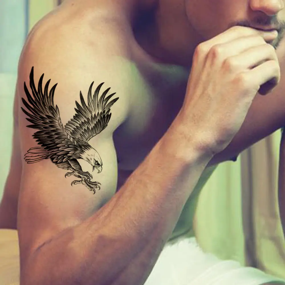1pcs Eagle Waterproof Temporary Body Art Arm Shoulder Chest Tattoo Sticker Women/men Temporary Body Art Arm Shoulder