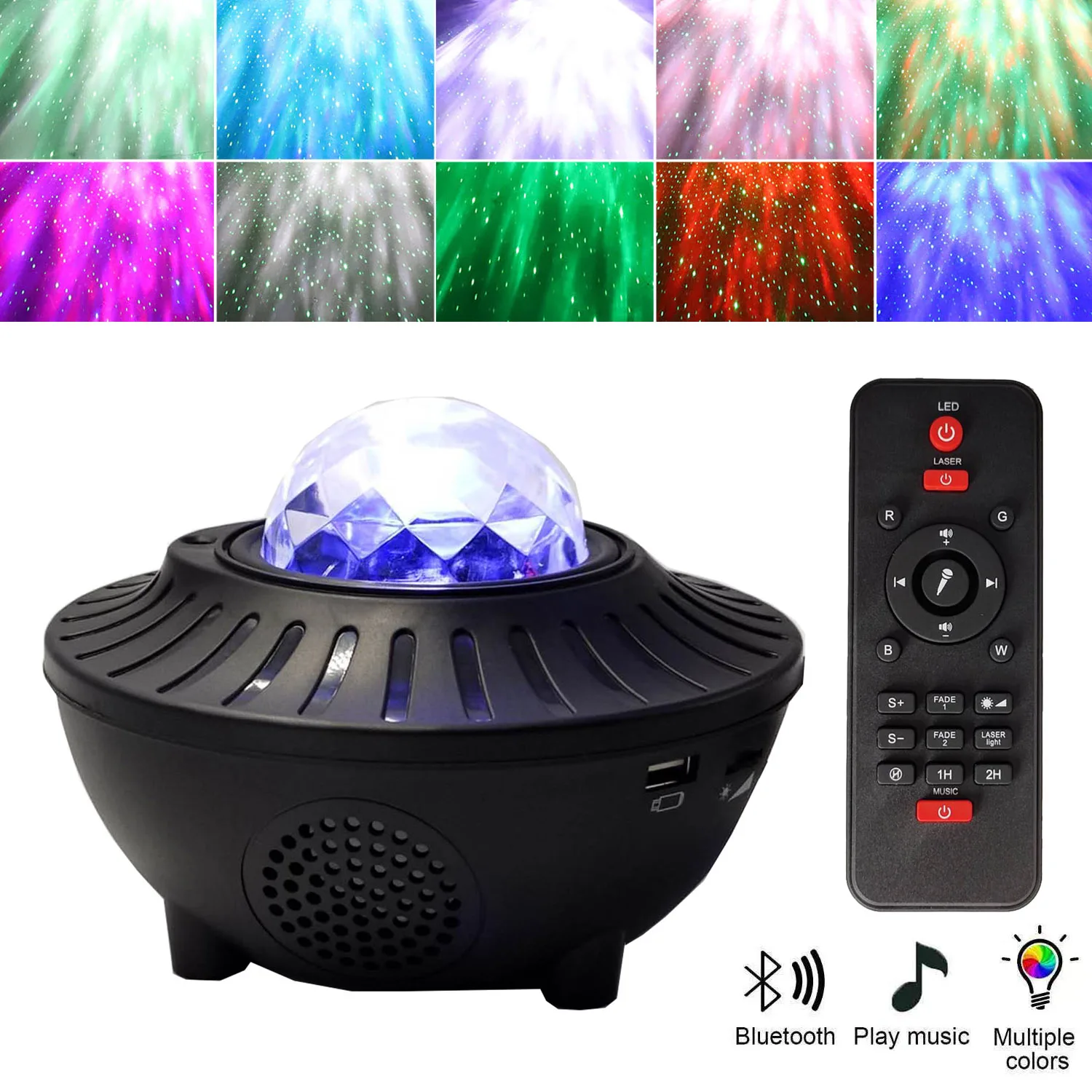 

Colorful Galaxy Starry Sky Projector Bluetooth USB Control Music Player LED Night Light Romantic Projection Lamp Birthday Gift