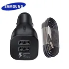 Автомобильное зарядное устройство Samsung Dual USB адаптивный быстрый адаптер для Galaxy S20 s10 s9 s8 Plus S10 + Note 10 plus note10 кабель Micro USB Type C