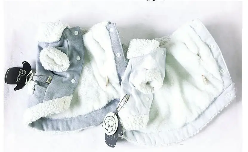 S-XXL зимнее теплое джинсовое пальто с хлопковой подкладкой для питомцев маленьких