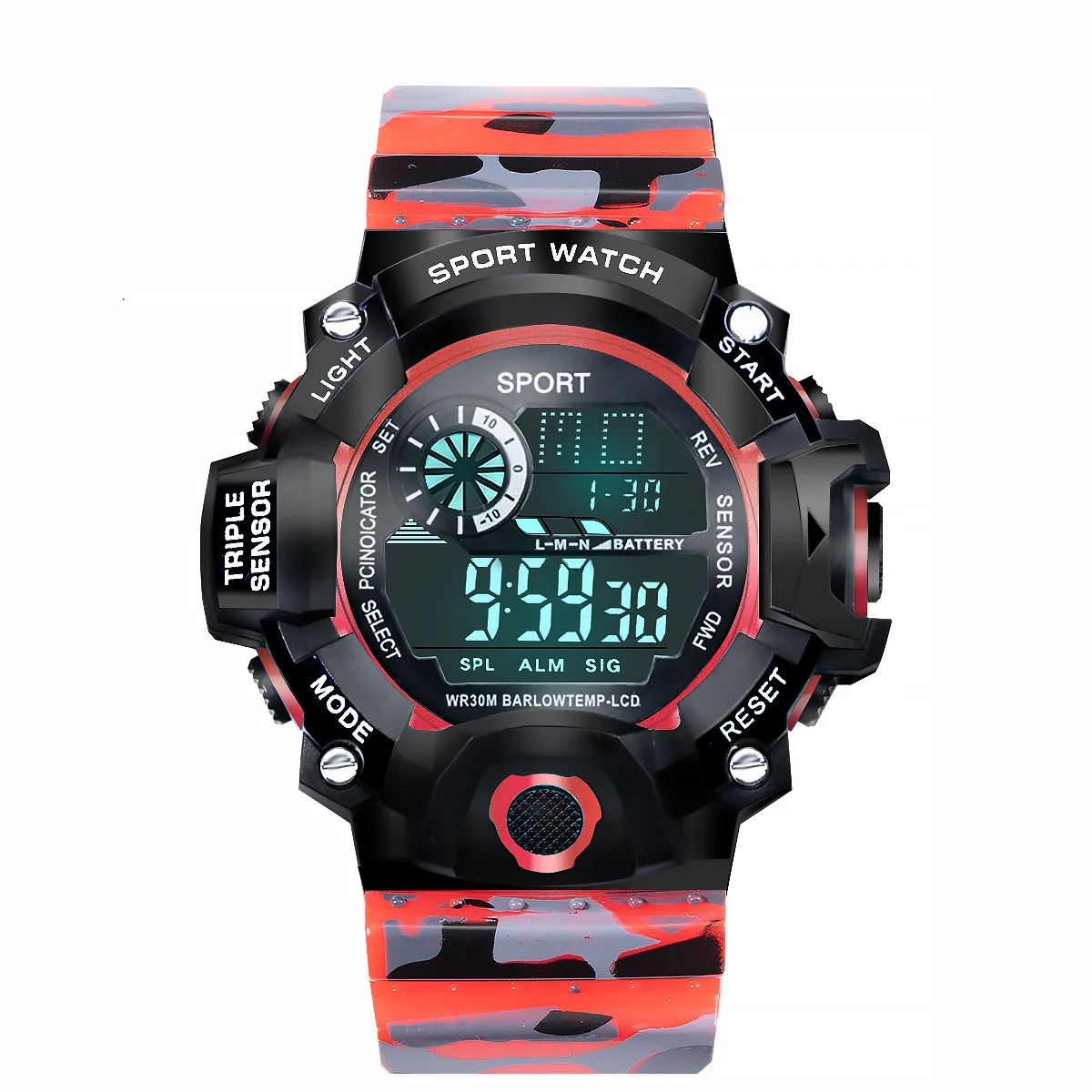 

New fashion outdoor sports mountaineering men's watch male student multi-function personality electronic watch