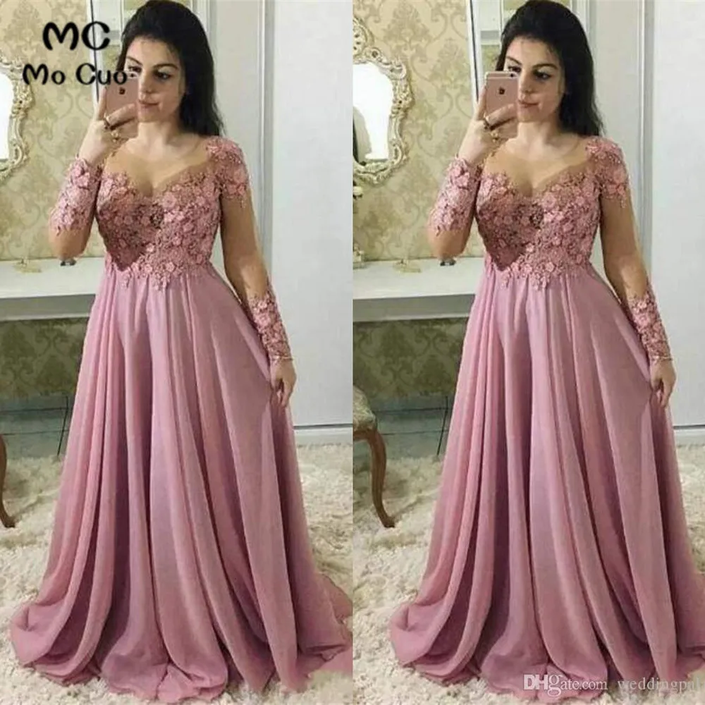 Illusion Sheer кружевное вечернее платье для выпускного вечера es шифоновое платье трапециевидной формы с аппликация для выпускного платья одежда с длинным рукавом Для женщин торжественное вечернее платье