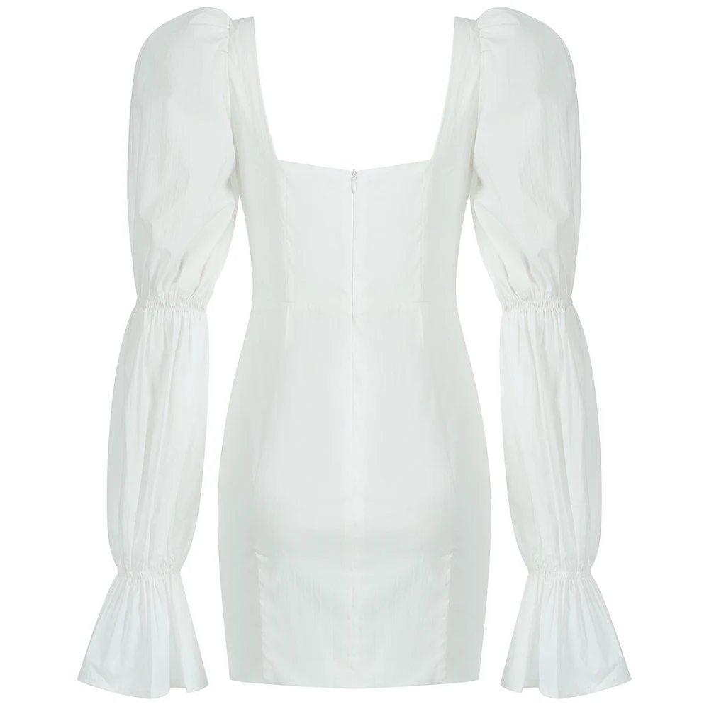 

Bodycon Dress Sexy Sundresses Women Lantern Long Sleeve 2021 New Arrivals White Bodycon Dress Mini Night Club Party Dresses