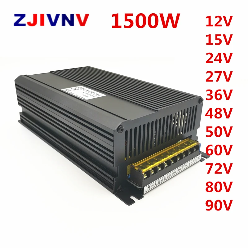 12 шт. 1500 Вт импульсный Питание AC DC источник питания выход 12V 15V 24V 36V 48V с алюминиевой