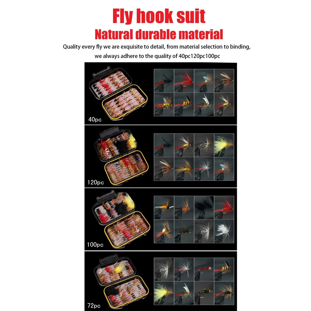 40 шт. рыболовная приманка с крючком для ловли нахлыстом|Рыболовные крючки| |