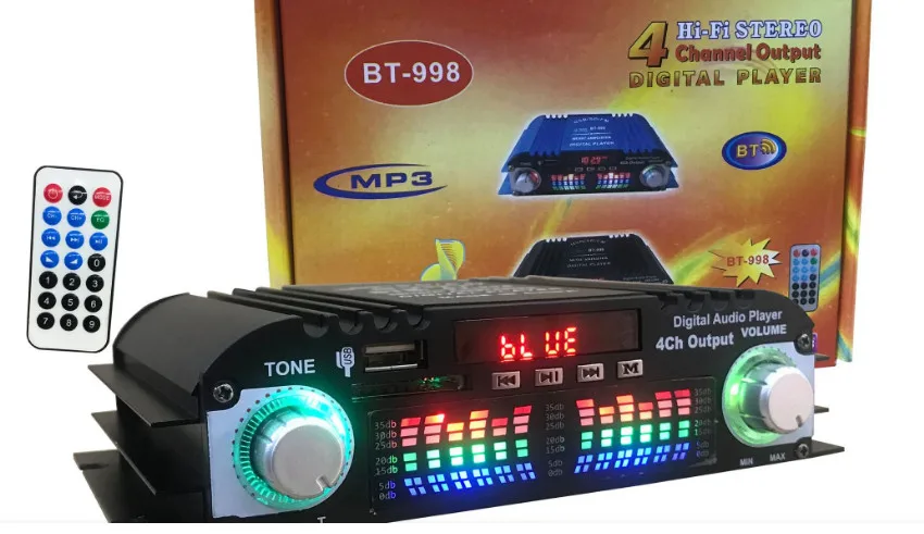4 канальный мини усилитель звука для домашнего компьютера с Bluetooth 12 в пост. Тока 40