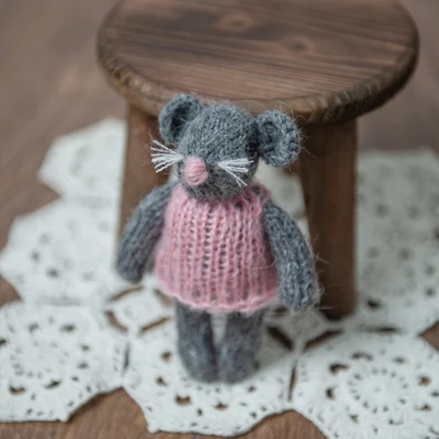 gray mouse Jane Z Ann кукла ручной работы для фотосъемки новорожденных кролик девочка медведь свинья кошка реквизит для студийной съемки аксессуары - Цвет: gray mouse