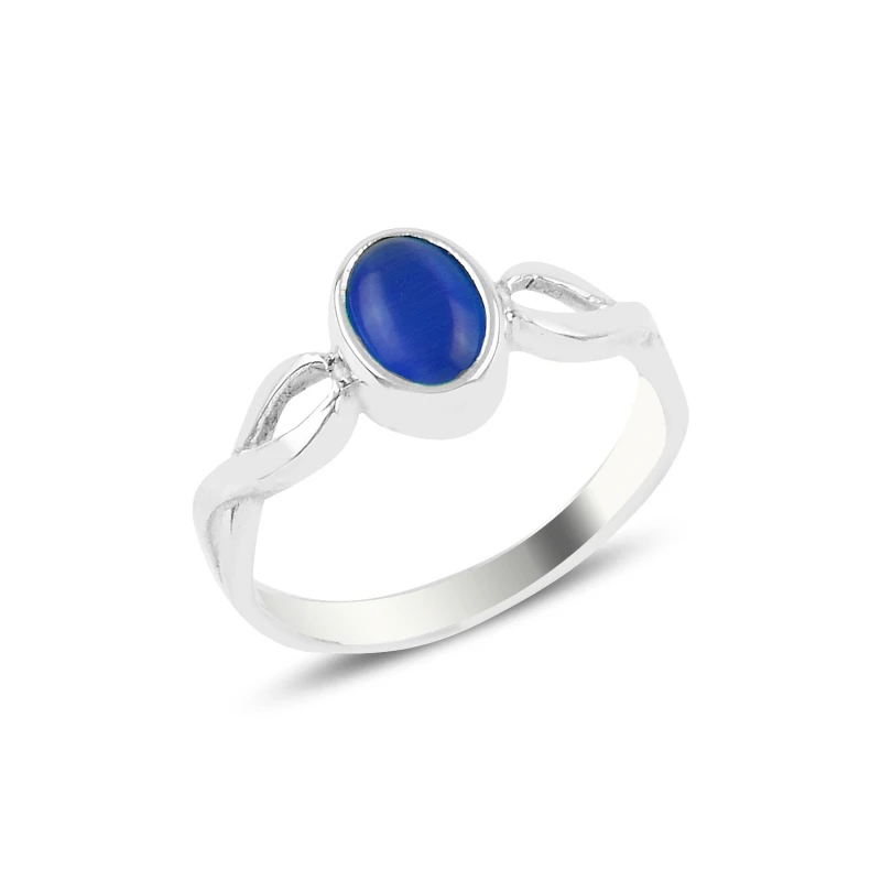 

Silverlina Silver Navy Blue Cat 'S Eye Engagement Ring