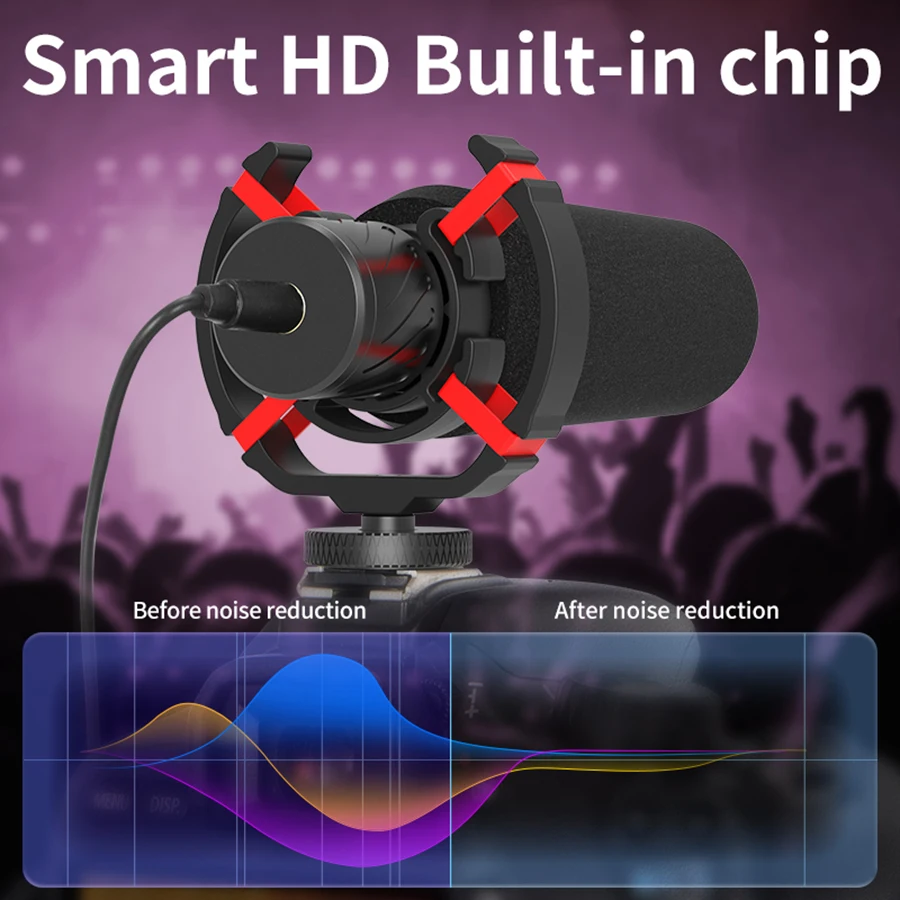 Кардиоидный видеомикрофон MAMEN MIC-08 из алюминиевого сплава для смартфонов Canon Nikon