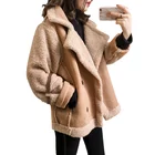 Женское пальто из овечьей шерсти, новая Корейская Свободная куртка бойфренда из шерсти ветрового и широкого плюша, мотоциклетная куртка, Трендовое пальто