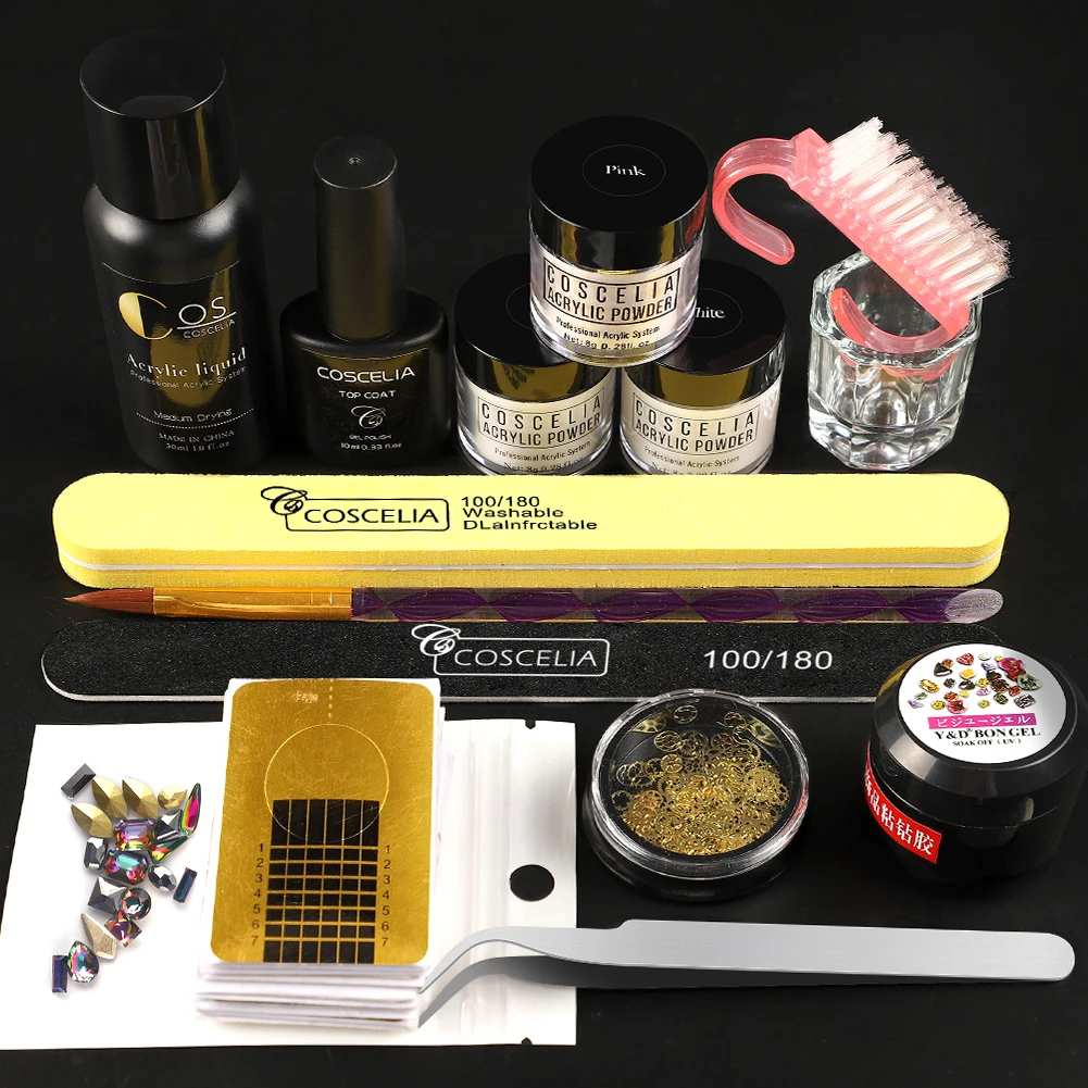

Pro Acrylic Nail Kit Full Manicure Set For Nail Art Acrylic Powder Liquid Tips Brush Nail Art Decoration Tools Kit For Manicure