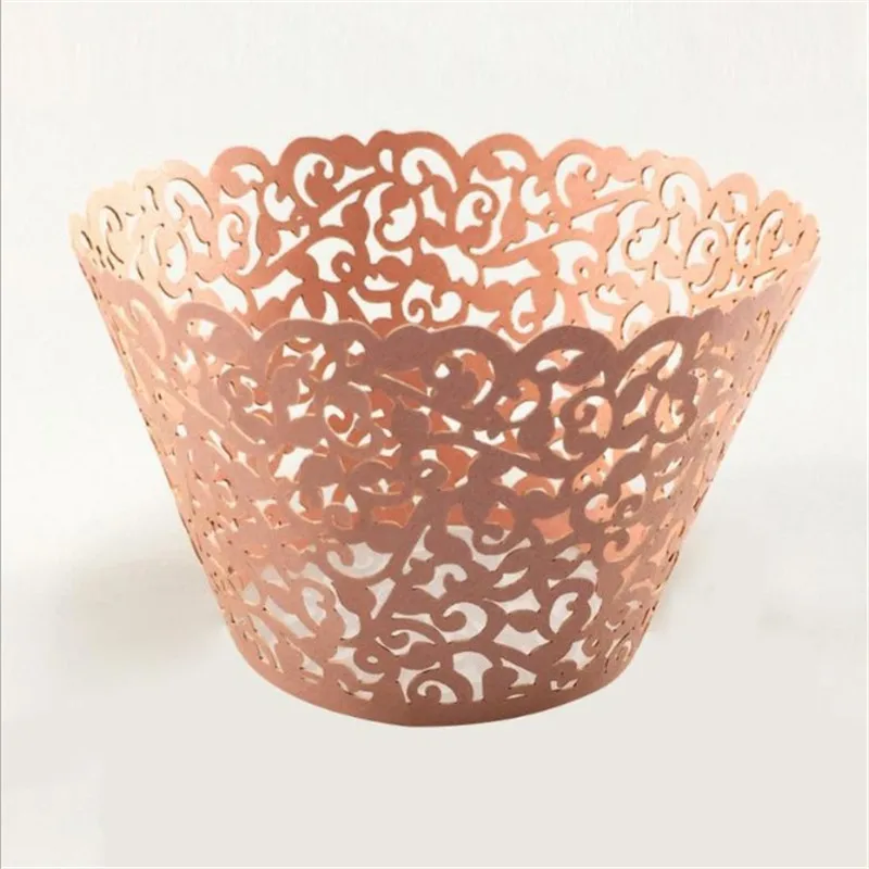 Стаканчики для капкейков 12 шт. розовый лоза кружева белый нарезанная бумага