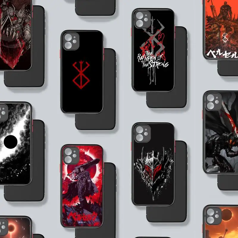 

cool Berserk Phone Case Matte Transparent for iPhone 7 8 11 12 s mini pro X XS XR MAX Plus mobile bags