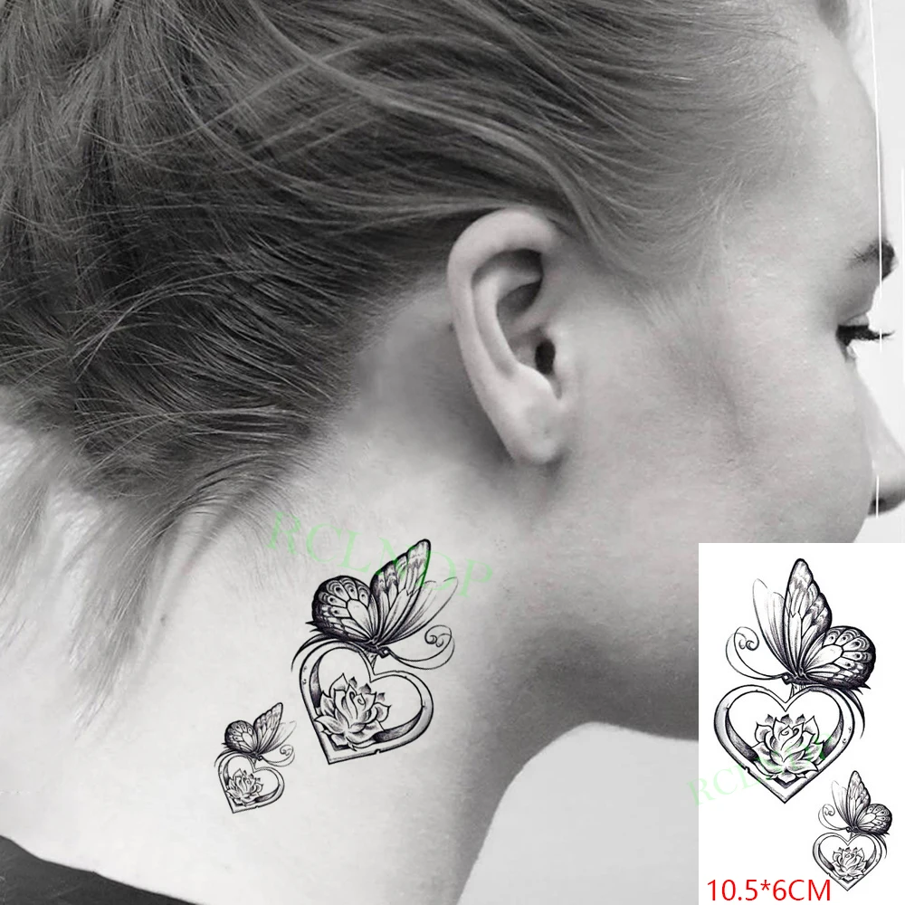 

Водостойкая временная татуировка-наклейка, Бабочка, цветок, любовь, сердечко, узор, небольшой боди-арт, флэш-тату для мужчин и женщин
