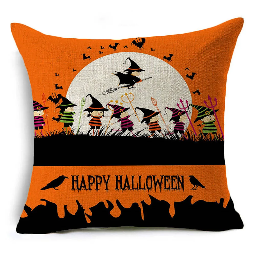 

Lychee Halloween Pumpkin Witch Series Pillow Cases Linen 45x45cm Pillow Cases For Bedroom Home Office