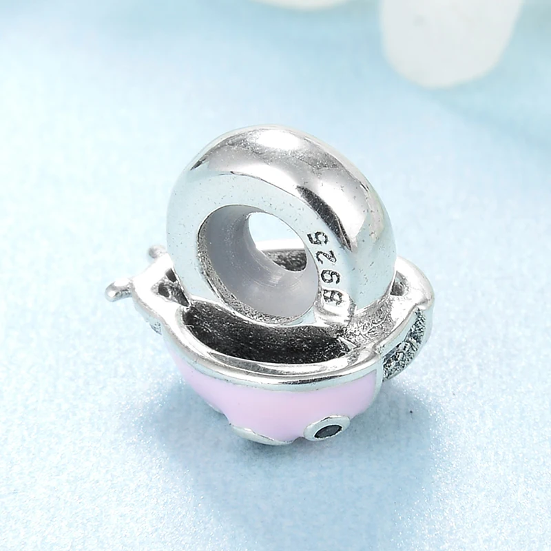 Горячая Распродажа 925 пробы серебро розовый Божья коровка Очаровательная CZ