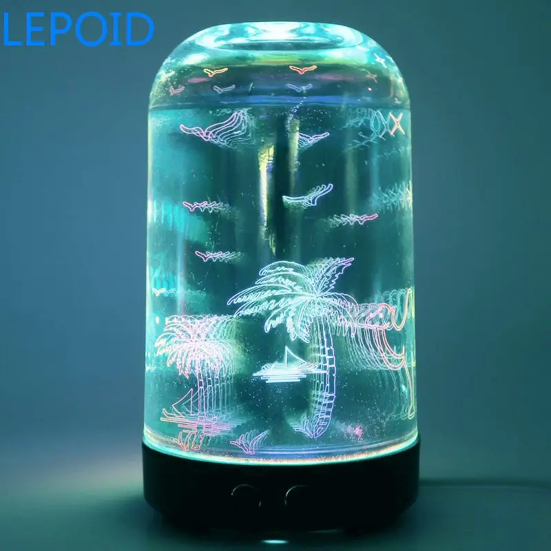 LEPOID тумана 3D Стекло увлажнитель воздуха с светодиодный ночной Светильник арома
