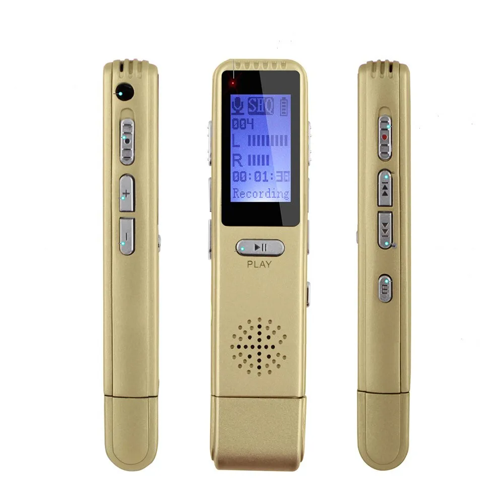 Цифровой диктофон V21 Gold портативный аудио рекордер с активированным звуком USB