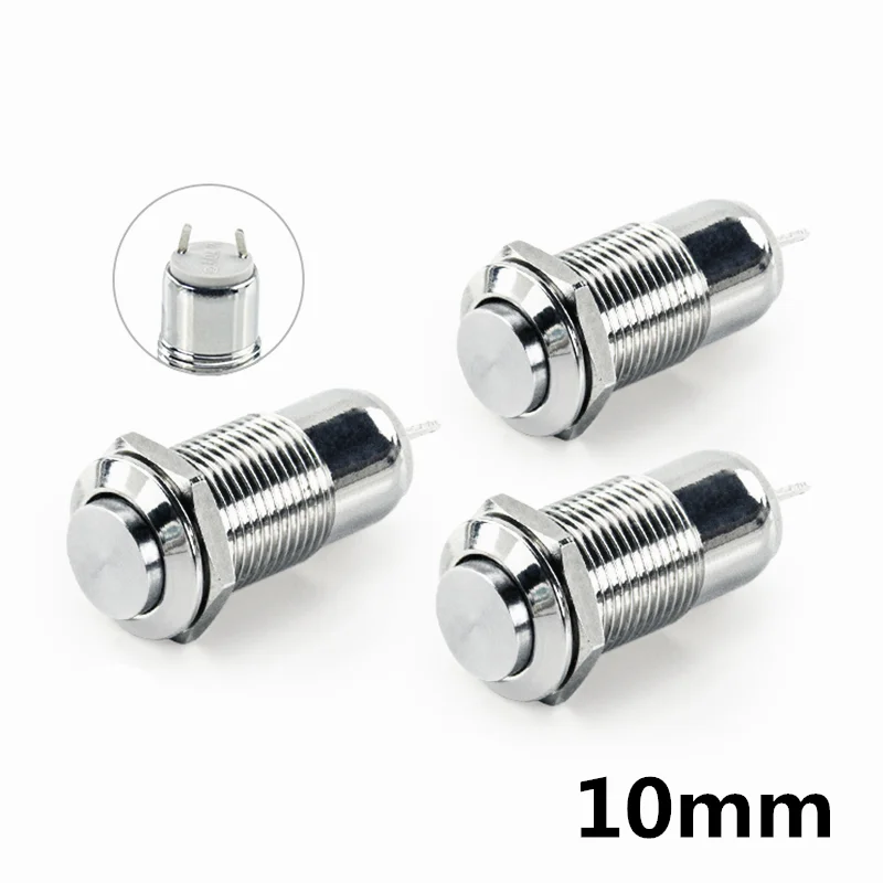 1 шт. 10 мм 2-контактный панельный отверстие металлическая кнопка переключатель