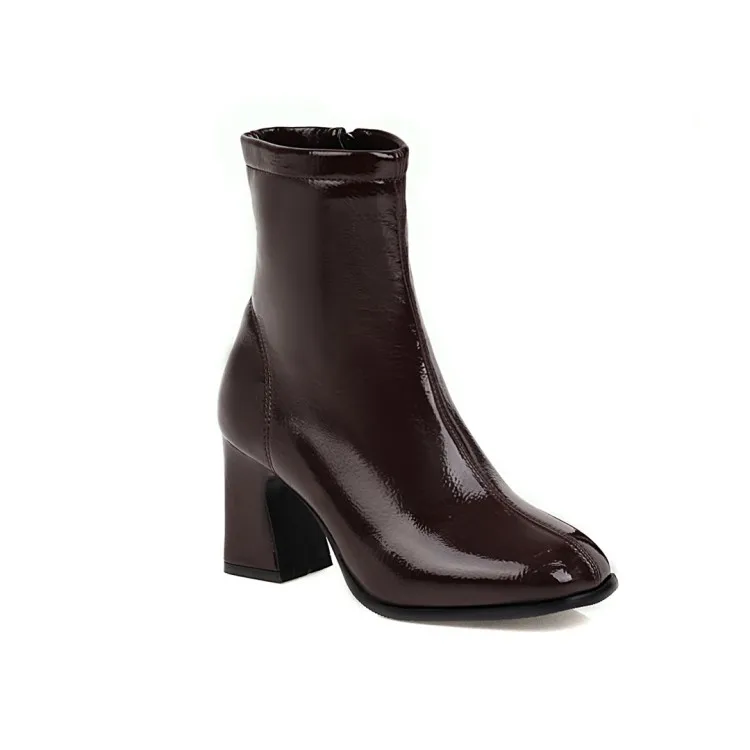 

Ботинки женские на толстом каблуке, ботильоны с квадратным носком, зимняя обувь, большие размеры