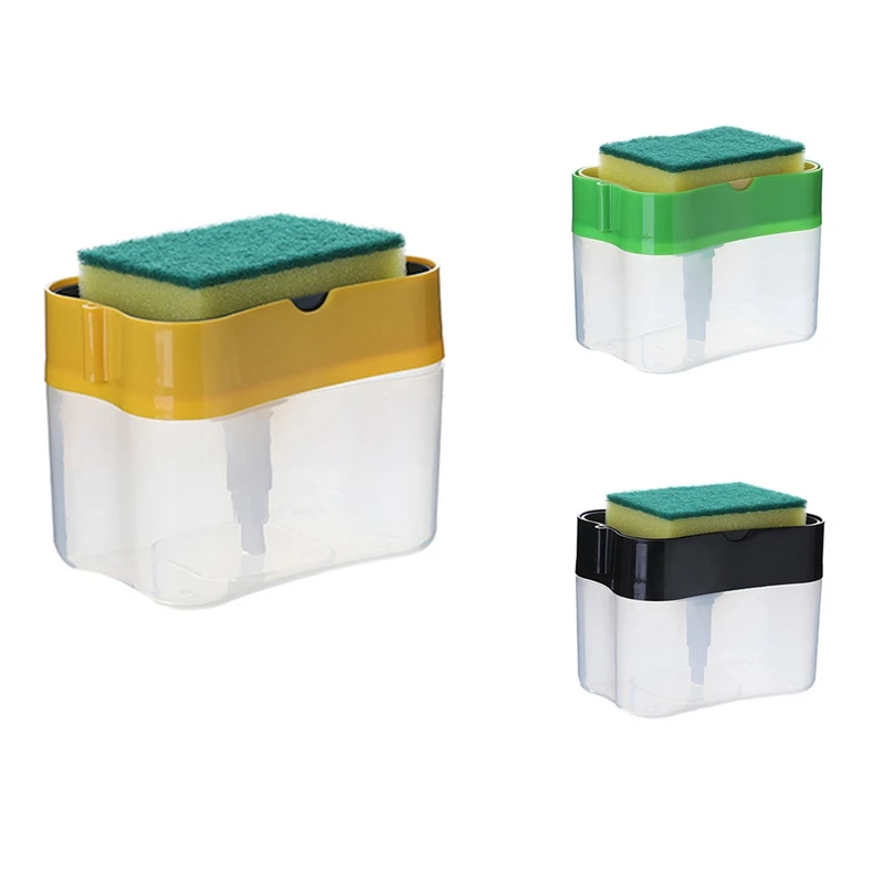 

Soap Pump Dispenser with Sponge Holder Liquid Dispenser Container Hand Press Soap Organizer Kitchen Cleaner Tools