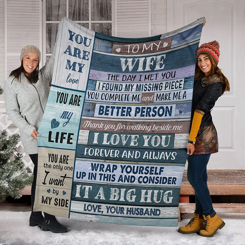 

You Are My Life Fleece Blanket Letter Printed Warm Blanket for Sofa Bed DSS899