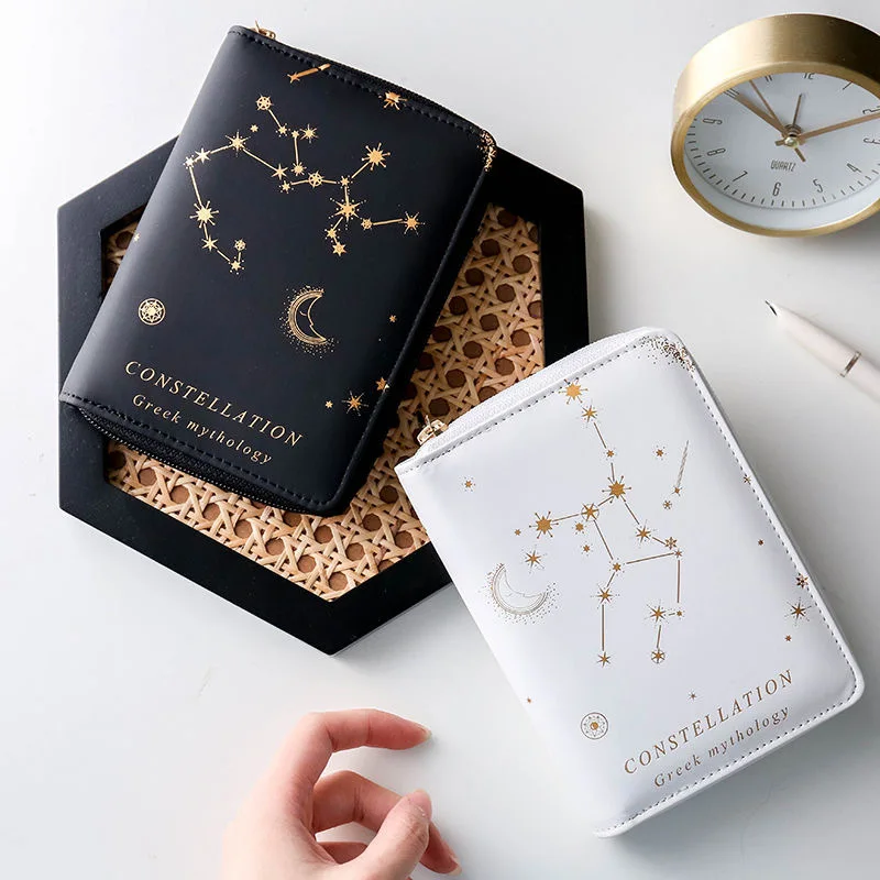

A6 creative sliver foil constellation series leather zipper personal agenda planner organizer notebooks stationery