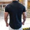 Mens Training Fitness Polo Shirts 2022 Quick Dry Basketball Short Sleeve Male Running Jogging T Stand collar Workout Gym Tees 2