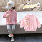 Одежда для маленьких девочек, осень 2021, детская одежда, свитшот для девочек, Весенняя детская одежда, детские толстовки с милым медведем, топы для девочек от 18 месяцев до 7 лет