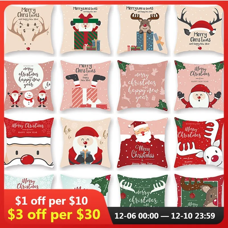 

Merry Christmas Cushion Cover Santa Claus Elk Christmas Decoration For Home 2022 Christmas Ornaments Natal Navidad New Year 2022