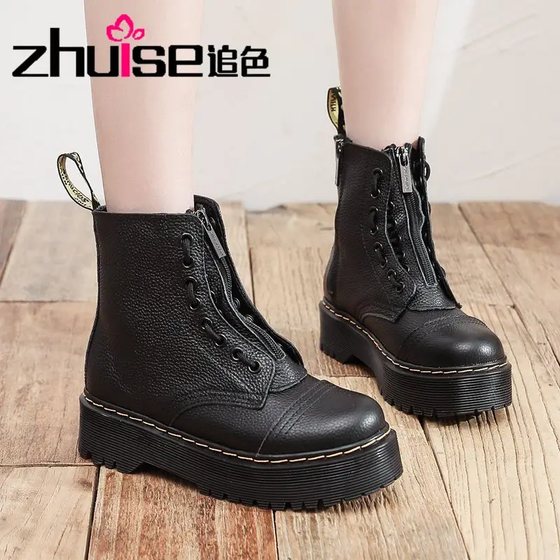 

Модные сапоги sinпрозрачные для верховой езды с двойной молнией, женские кожаные сапоги с рисунком личи и мелочей на толстой подошве, мотоцик...