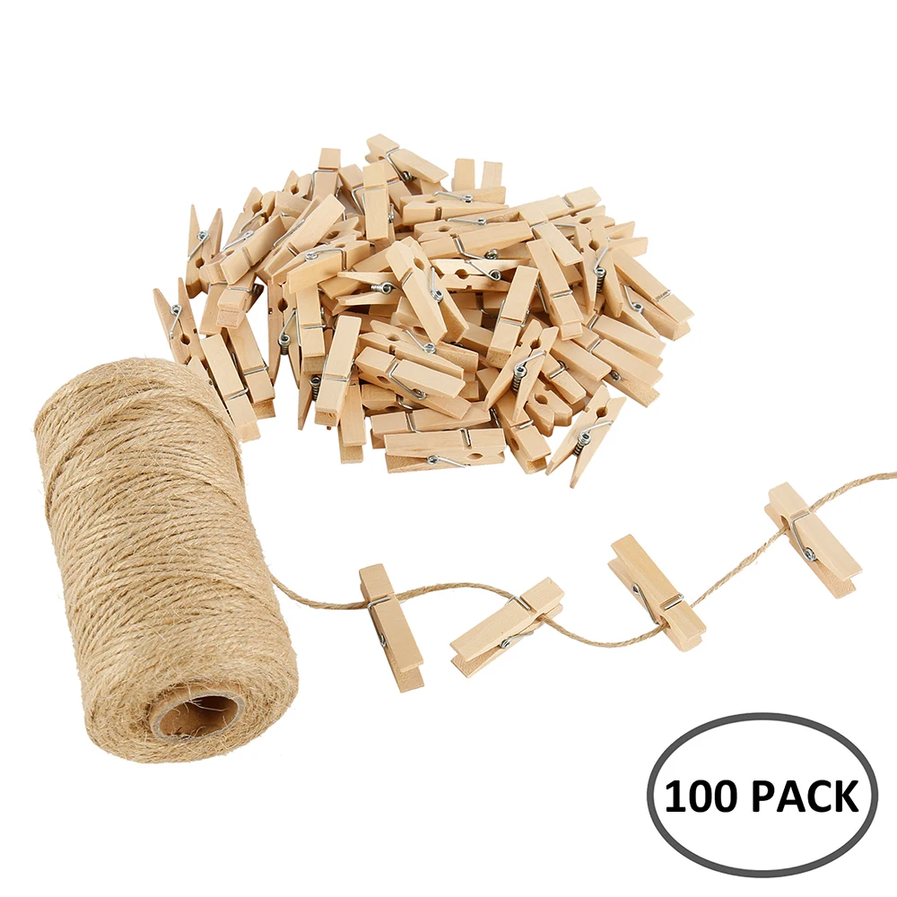 100 шт 35 мм винтажные натуральные деревянные клипсы бумага фото прищепка плетение